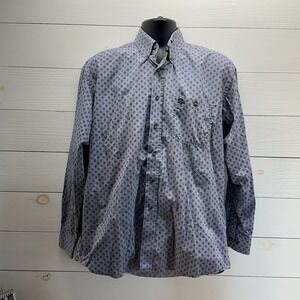 Wrangler George Strait Mens  Blue Geometric Button Down Shirt Western No Tag